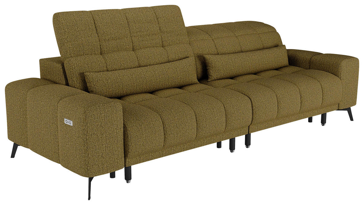 BIGSOFA Chenille Olivgrün  - Schwarz/Olivgrün, MODERN, Textil/Metall (300/112/121cm) - Xora