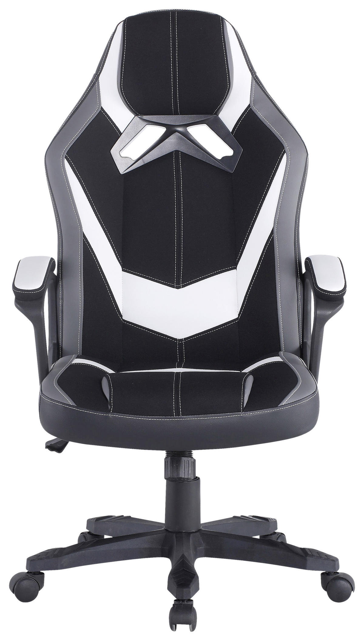 GAMINGSTUHL  in Lederlook, Mikrofaser Grau, Schwarz, Weiss  - Weiss/Schwarz, Design, Kunststoff/Textil (64,5/112-122/69cm) - Livetastic
