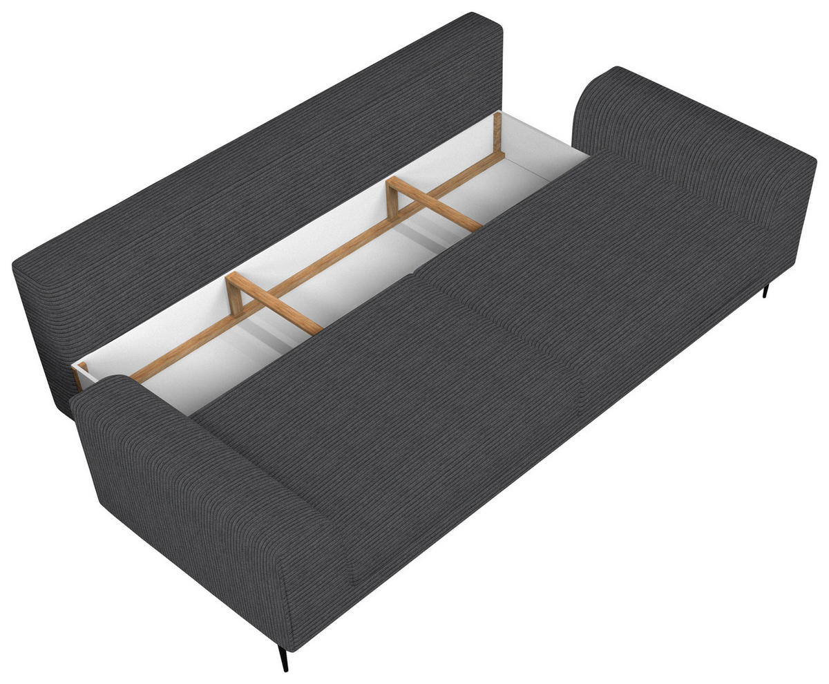 SCHLAFSOFA in Cord Dunkelgrau  - Dunkelgrau/Schwarz, Design, Textil/Metall (250/89/105cm) - Welnova