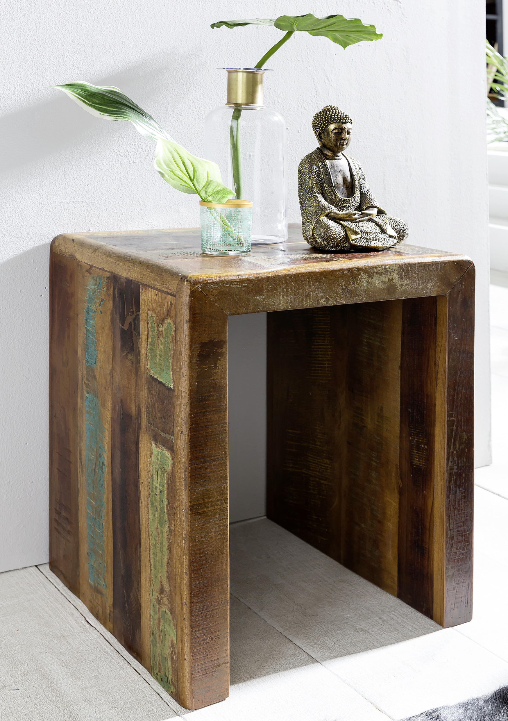 BEISTELLTISCH 40/45/55 cm Mangoholz massiv Braun rechteckig  - Braun, Design, Holz (40/45/55cm) - MID.YOU