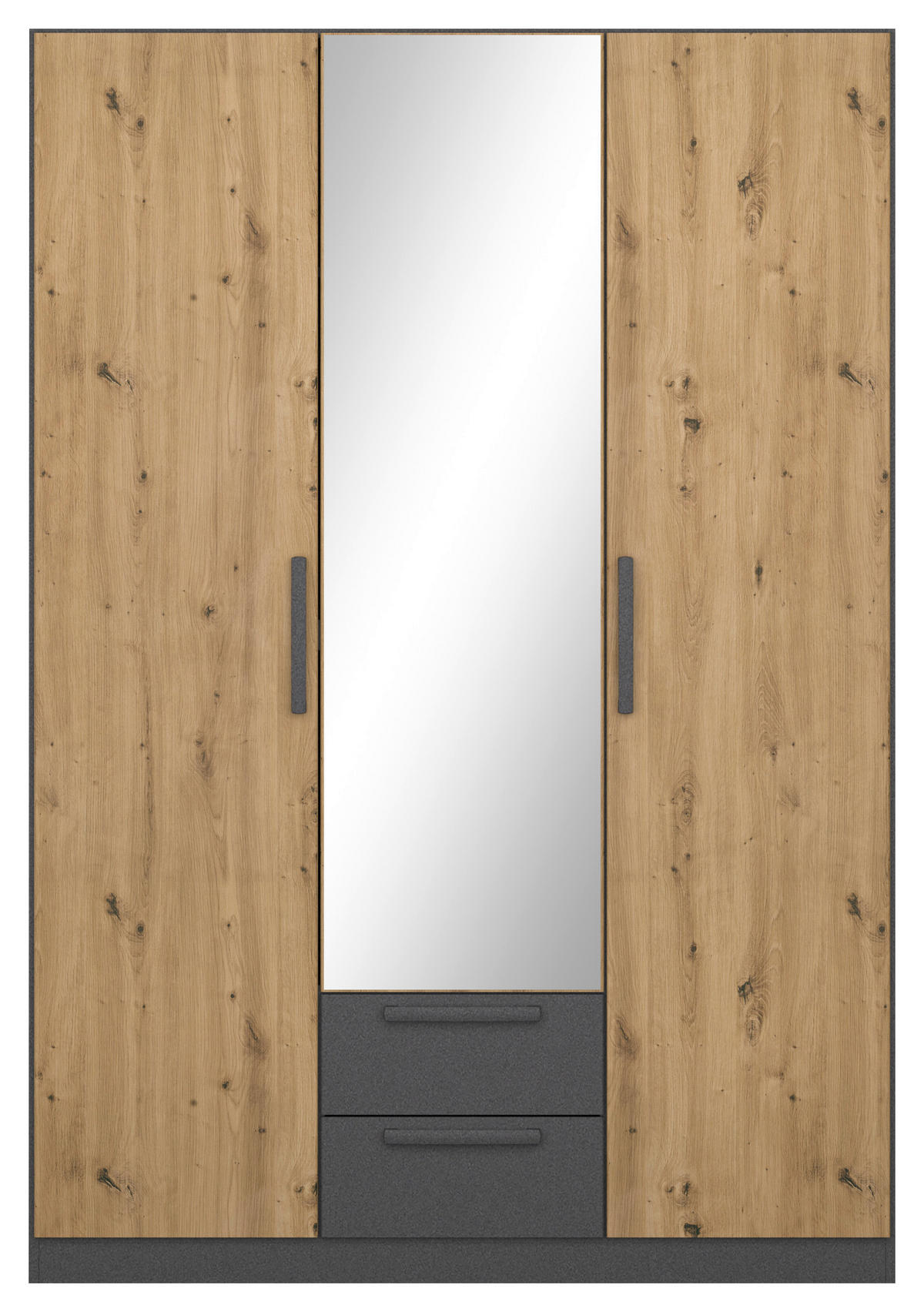 DREHTÜRENSCHRANK 136/197/54 cm,  in Grau, Eiche Artisan, 3-türig  - Eiche Artisan/Grau, MODERN, Holzwerkstoff/Kunststoff (136/197/54cm) - Rauch Möbel