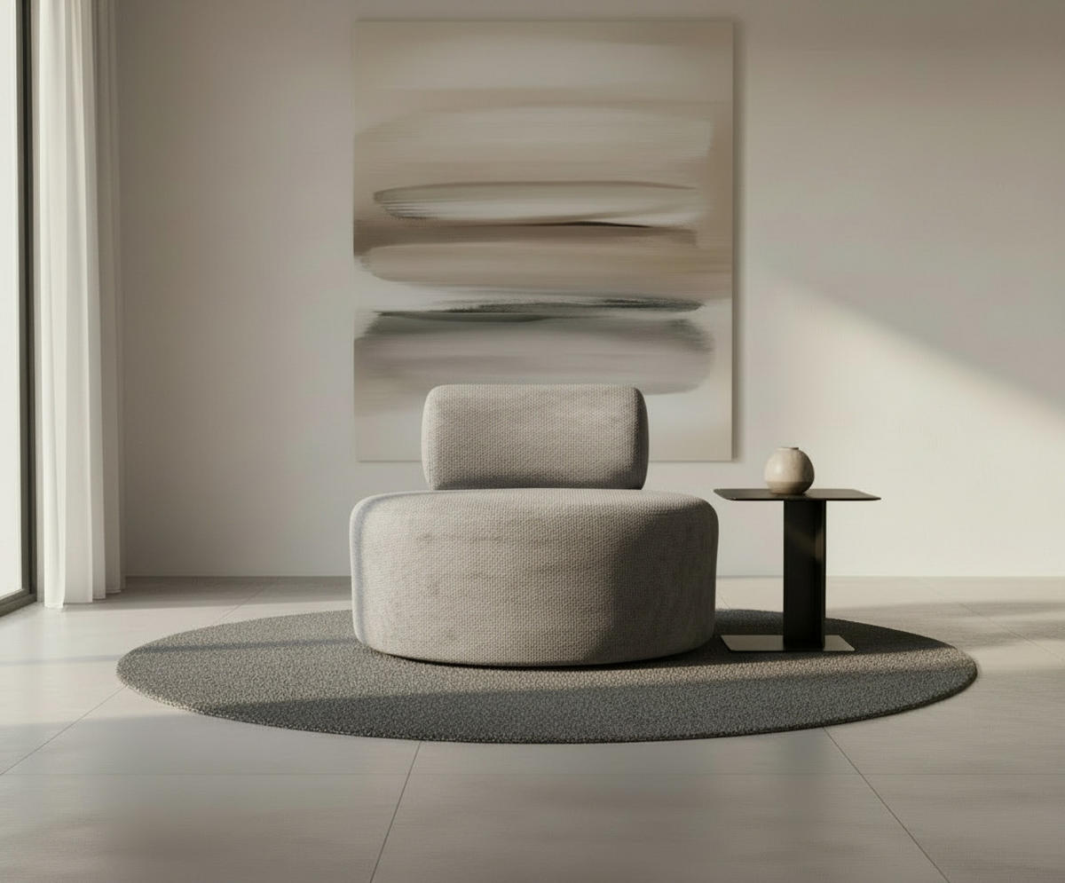 SESSEL in Struktur Grau  - Schwarz/Weiß, Basics, Textil/Metall (88/70/88cm) - Livetastic