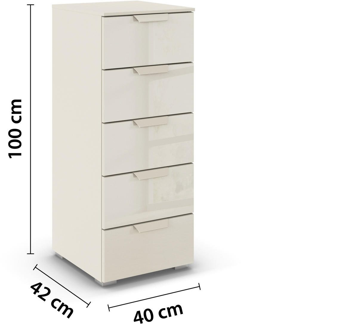 KOMMODE  in 40/100/42 cm  - Champagner, Design, Glas/Holzwerkstoff (40/100/42cm) - Xora