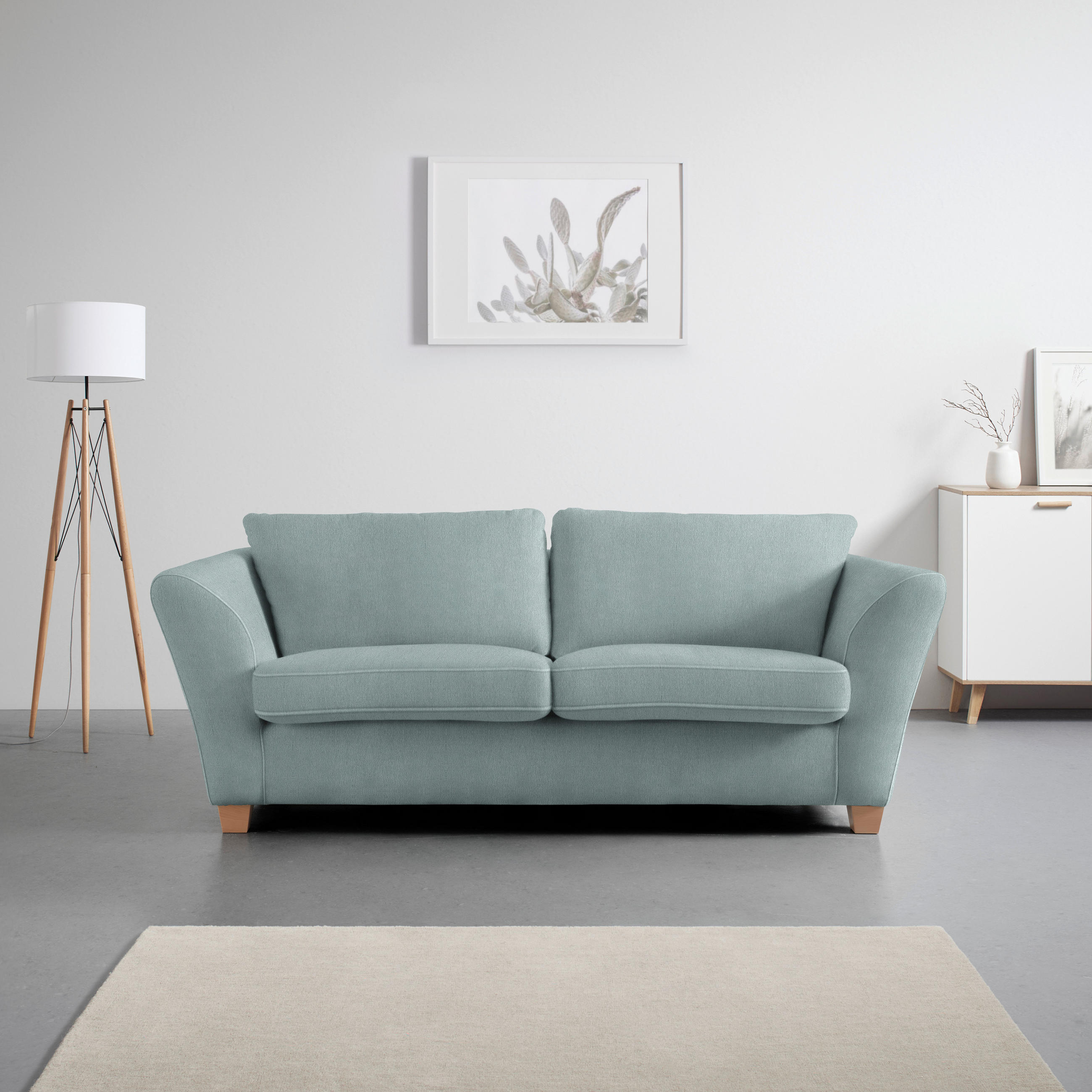 3-SITS SOFFA i chenille petrol  - petrol/naturfärgad, trä/textil (216/70-85/95cm) - MID.YOU