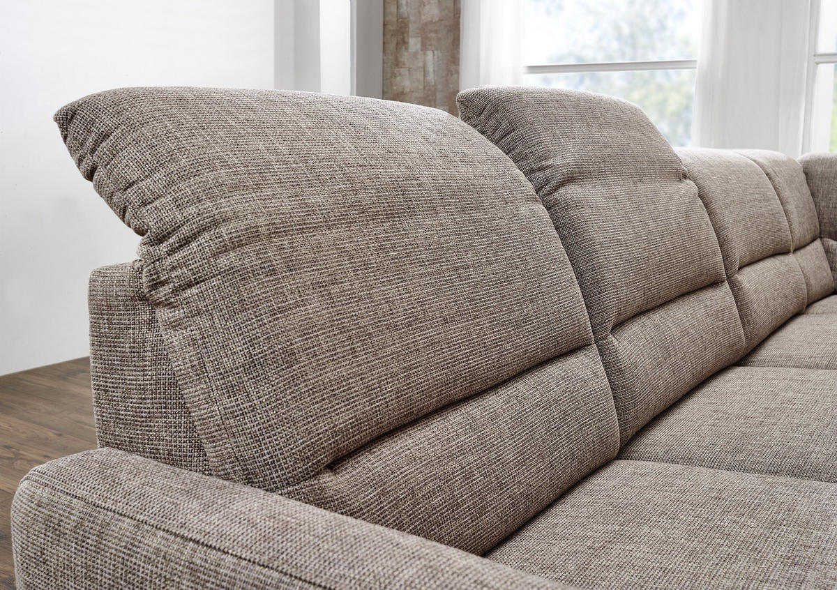 WOHNLANDSCHAFT Braun Flachgewebe  - Eichefarben/Braun, KONVENTIONELL, Holz/Textil (165/335/225cm) - Cantus
