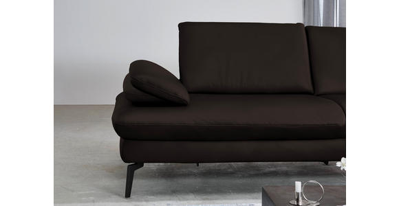 ECKSOFA in Echtleder Dunkelbraun  - Dunkelbraun/Schwarz, Design, Leder/Metall (325/157cm) - Dieter Knoll