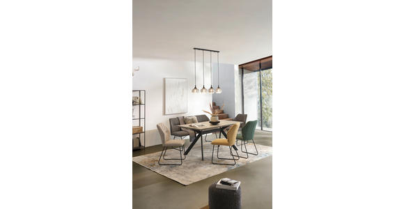 ESSTISCH in Metall, Holzwerkstoff 160/90/76 cm - Hellgrau/Schwarz, Design, Holzwerkstoff/Metall (160/90/76cm) - Novel