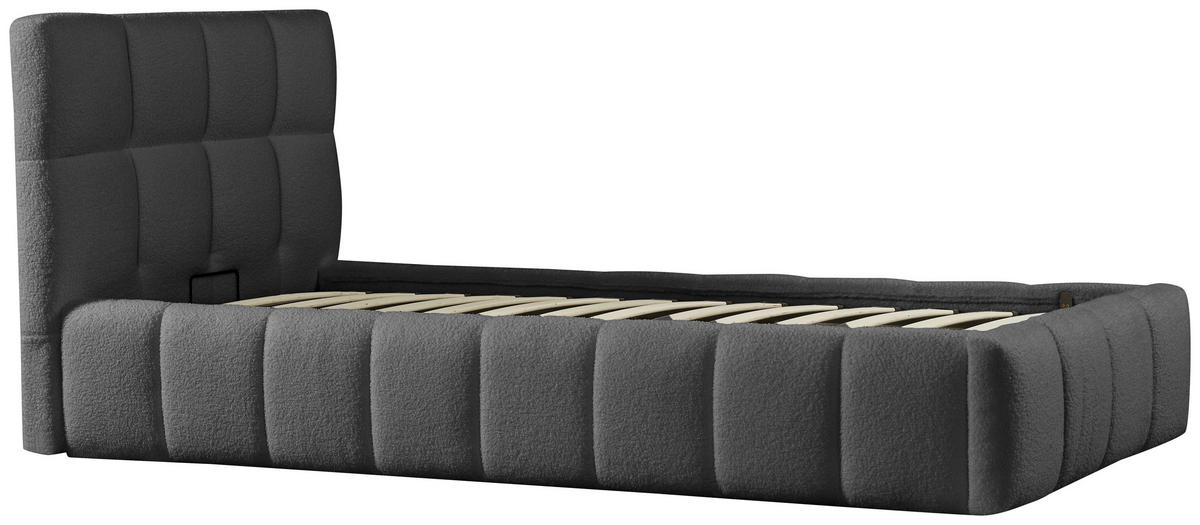 POLSTERBETT Lattenrost, Bettkasten Grau 90/200 cm  - Schwarz/Naturfarben, MODERN, Holz/Kunststoff (90/200cm) - Livetastic