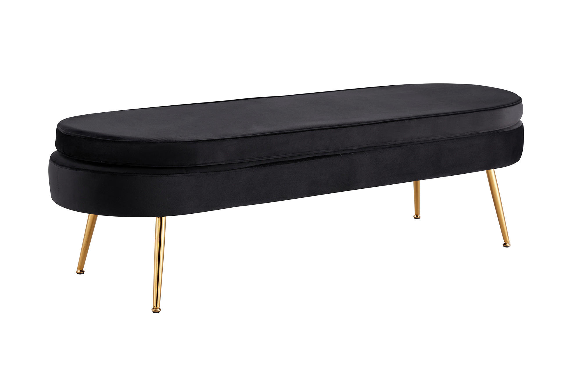 HOCKER in Textil Schwarz - Goldfarben/Schwarz, MODERN, Textil/Metall (142/41/45cm) - Livetastic