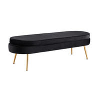 HOCKER in Textil Schwarz  - Goldfarben/Schwarz, MODERN, Textil/Metall (142/41/45cm) - Livetastic