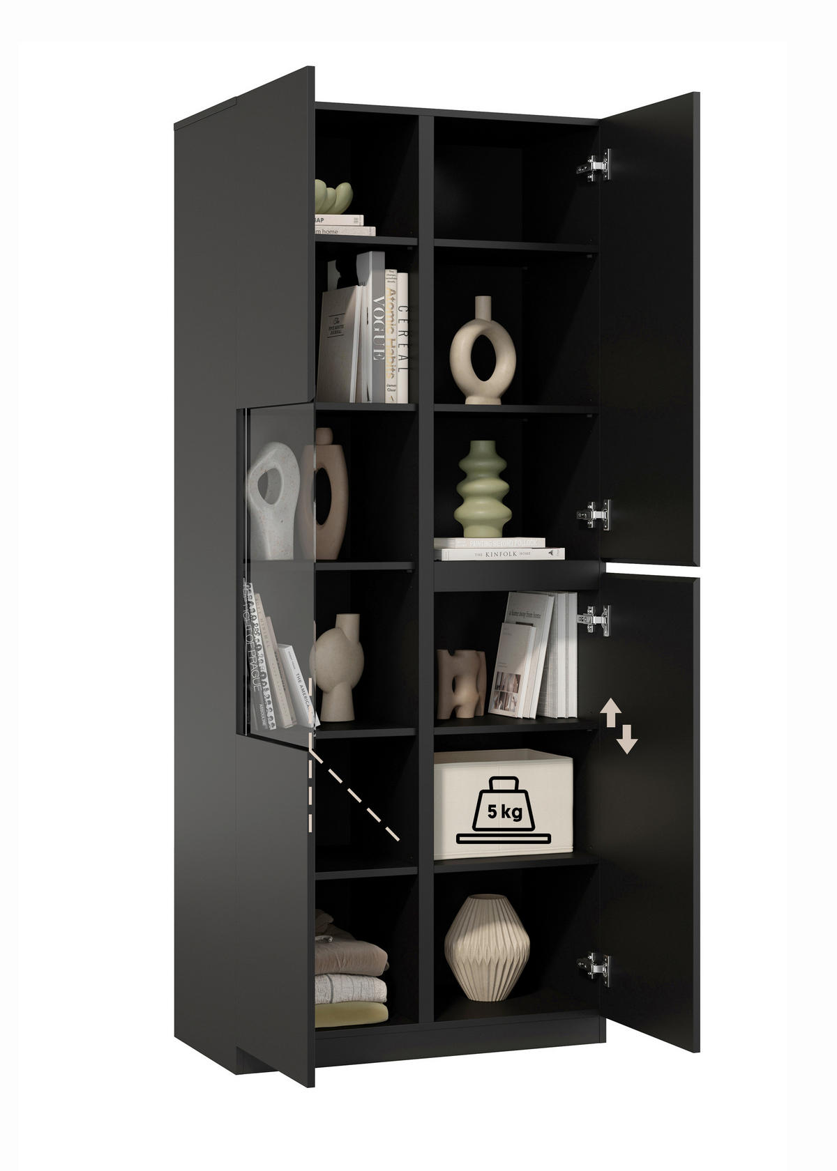 VITRINE Schwarz  - Schwarz, Design, Glas/Holzwerkstoff (79,4/187,5/40cm) - MID.YOU