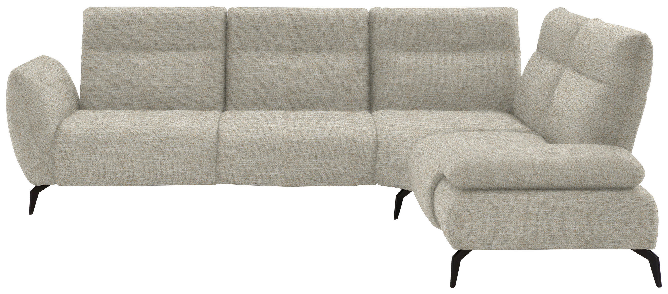 ECKSOFA in Webstoff Beige  - Beige/Schwarz, Design, Textil/Metall (290/223cm) - Moderano