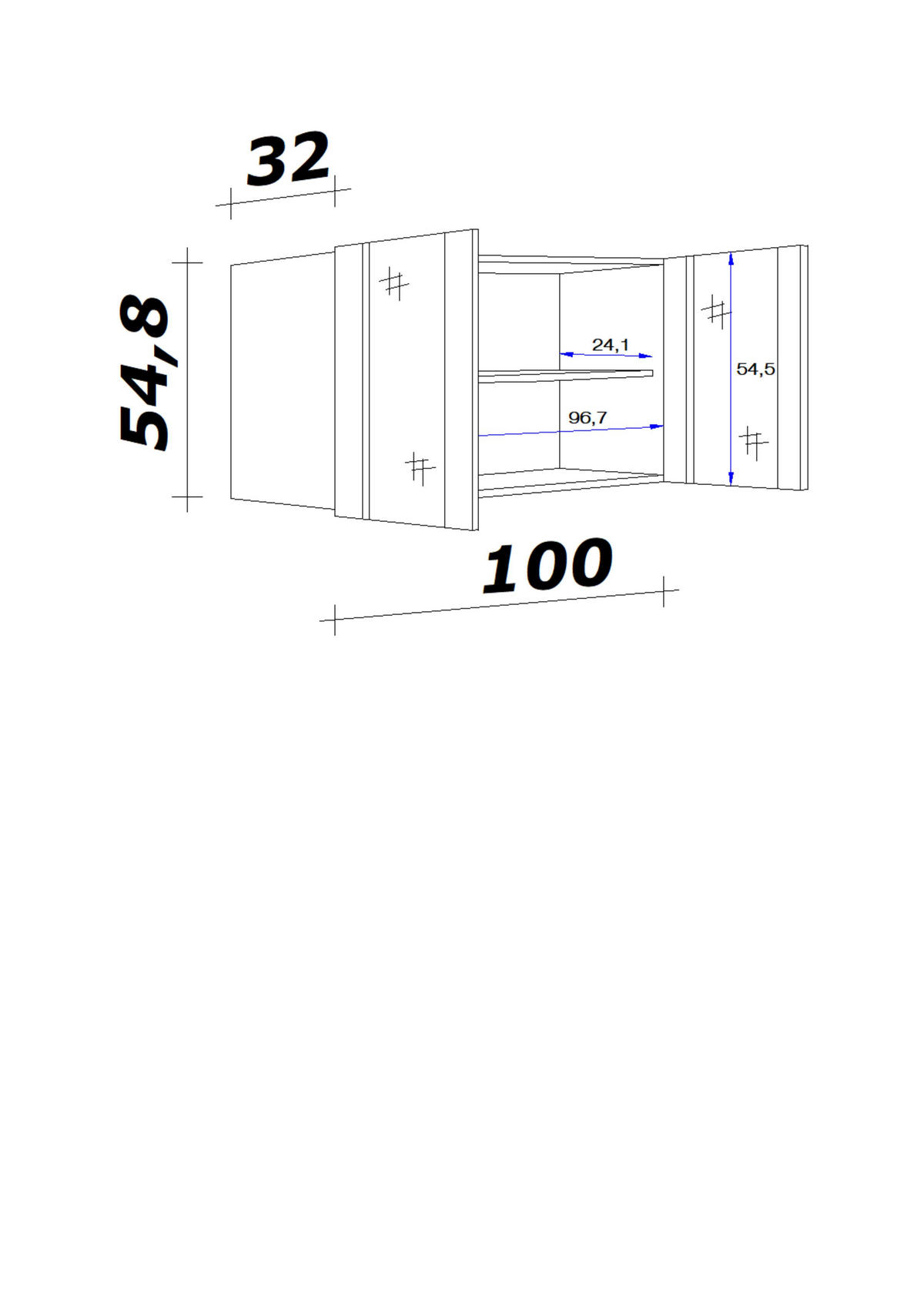 KÜCHENOBERSCHRANK 100/54,8/32 cm  in Klar, Eiche San Remo  - Klar/Edelstahlfarben, MODERN, Holzwerkstoff/Metall (100/54,8/32cm) - FlexWell