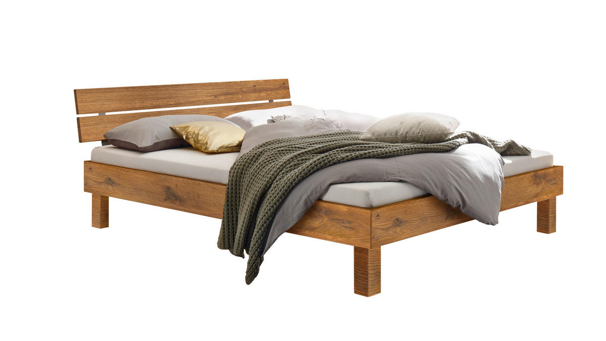 BETT 120/200 cm  Wildeiche   - Wildeiche/Eichefarben, Natur, Holz (120/200cm) - Hasena