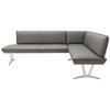 ECKBANK 237/162 cm  in Schlammfarben, Eichefarben, Nickelfarben  - Edelstahlfarben/Schlammfarben, Design, Leder/Holz (237/162cm) - Ambiente