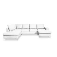 SEDACÍ SOUPRAVA, kůže, bílá - bílá/černá, Design, kov/kůže (197/303/148cm) - MID.YOU