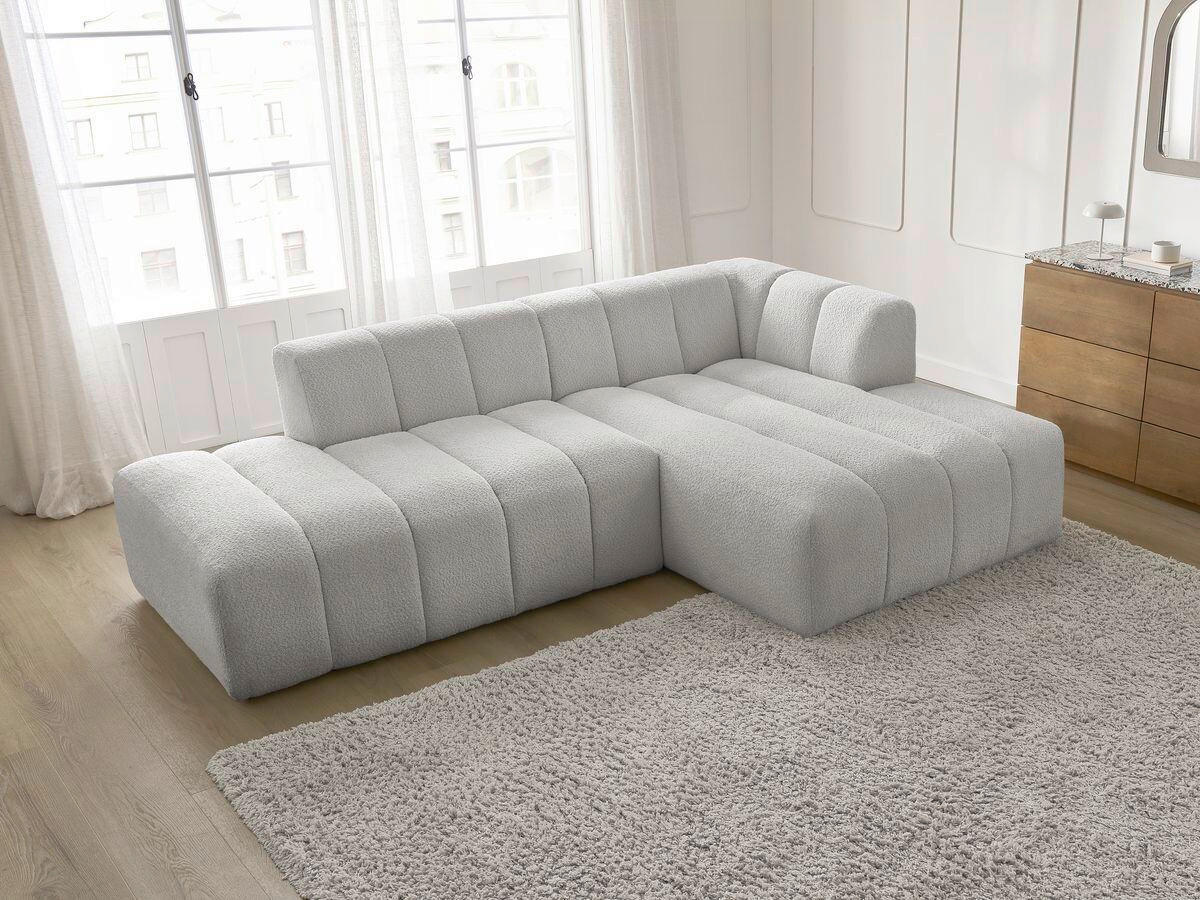 ECKSOFA  ANNECY Hellgrau Bouclé  - Hellgrau/Schwarz, MODERN, Kunststoff/Textil (262/170cm)