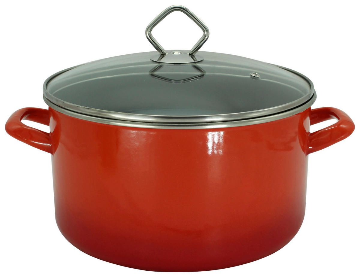 FLEISCHTOPF 5,5 L  - Rot, Basics, Glas/Metall (24cm)