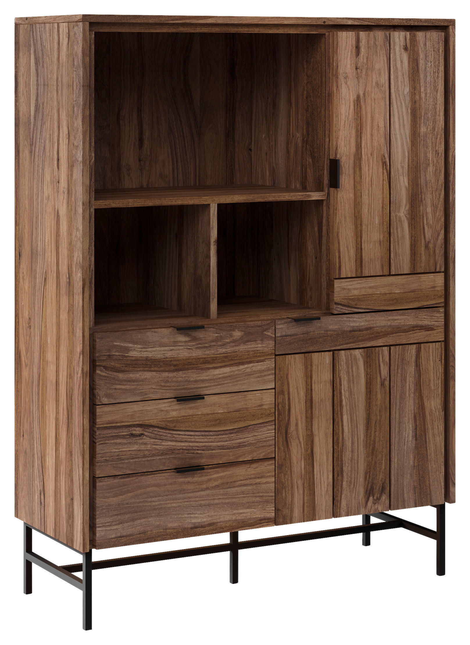 HIGHBOARD  94/129,4/38 cm 3 Schublade(n)  - Schwarz/Braun, Design, Holz/Metall (94/129,4/38cm) - Carryhome