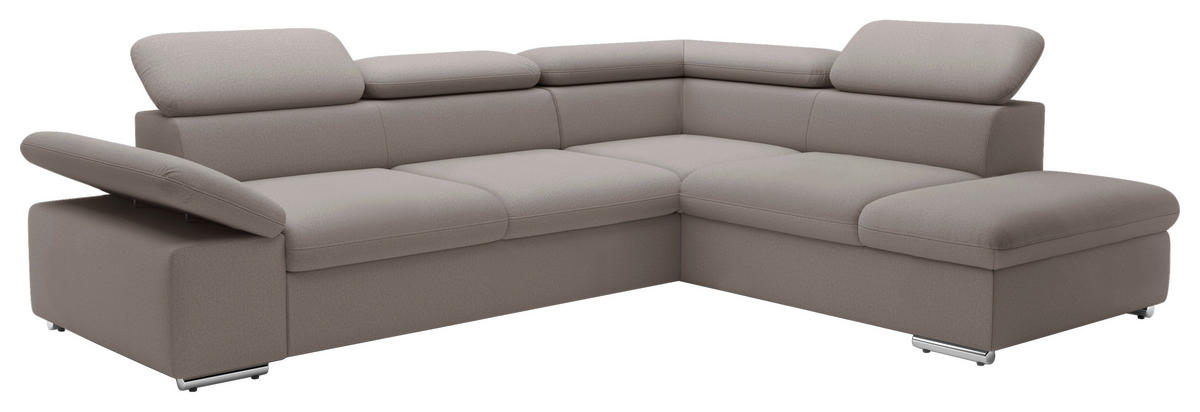 ECKSOFA inkl. Funktion in Flachgewebe Graubraun  - Graubraun, Modern, Textil/Metall (274/228cm) - Sit & More