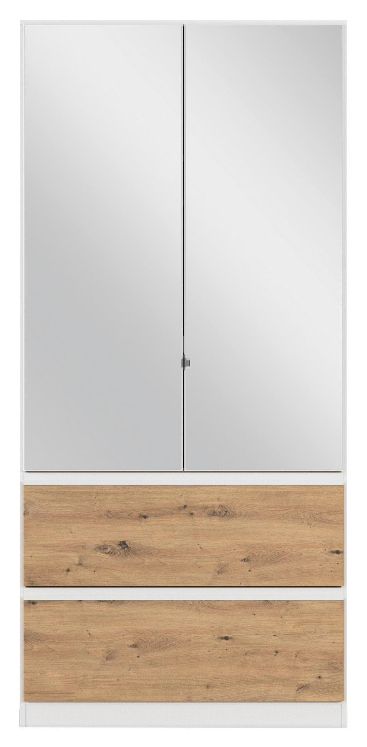 DREHTÜRENSCHRANK in Weiss, Eiche Artisan  - Weiss/Eiche Artisan, Modern, Holzwerkstoff (91/197/54cm) - Rauch Möbel