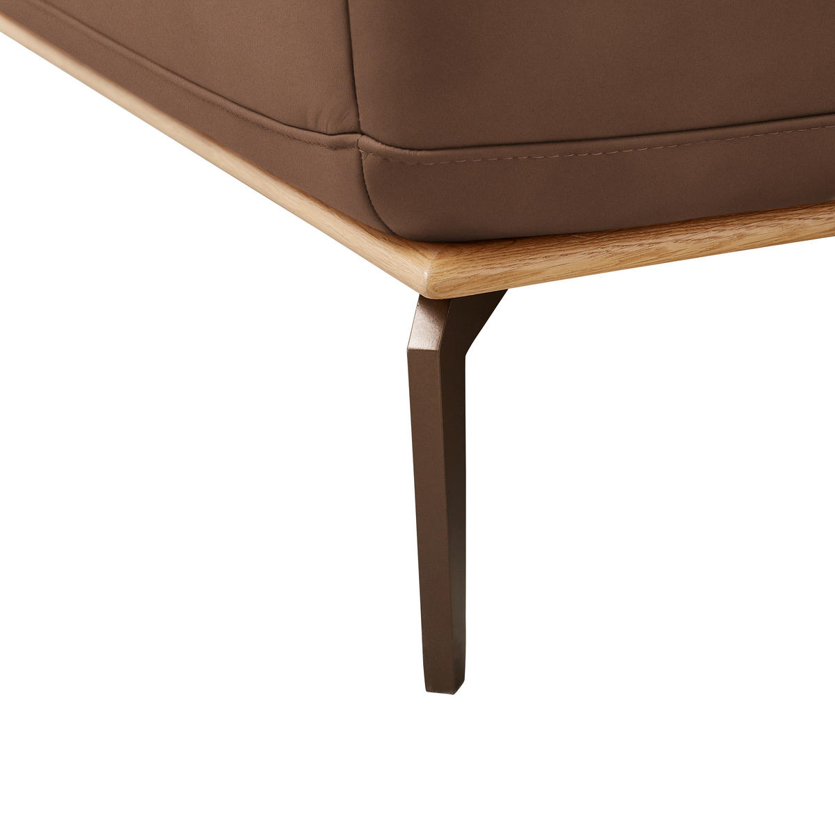 ECKSOFA in Echtleder Braun  - Bronzefarben/Braun, Design, Leder/Holz (314/176cm) - Valnatura