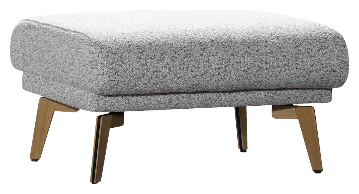 HOCKER Flachgewebe Creme, Hellgrau  - Eichefarben/Creme, Design, Holz/Textil (82/45/61cm) - Valnatura