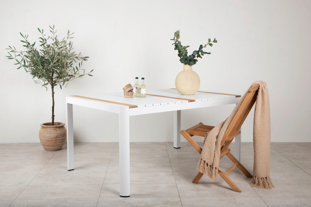 GARTENTISCH 90/75/150 cm  - Weiß, KONVENTIONELL, Holz/Metall (90/75/150cm) - Gardenson