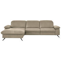 ECKSOFA  Echtleder Sandfarben  - Sandfarben/Schwarz, Design, Leder/Metall (169/307cm) - Beldomo Premium