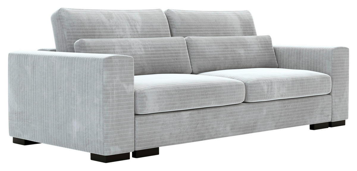 SCHLAFSOFA  mit Liegefunktion, Schlafen auf Sitzhöhe, Rücken echt Flachgewebe Hellgrau  - Hellgrau/Schwarz, KONVENTIONELL, Kunststoff/Textil (236/78/114cm) - Carryhome