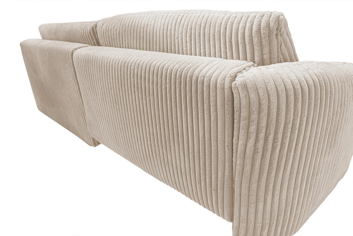 ECKSOFA LUSH Sandfarben Cord  - Sandfarben/Schwarz, Design, Kunststoff/Textil (284/161cm) - Livetastic