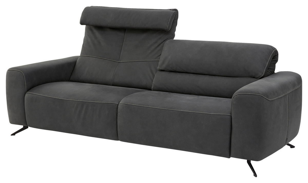 3-SITZER-SOFA Echtleder Graphitfarben  - Beige/Schwarz, Design, Leder/Metall (232/82/96cm) - Musterring