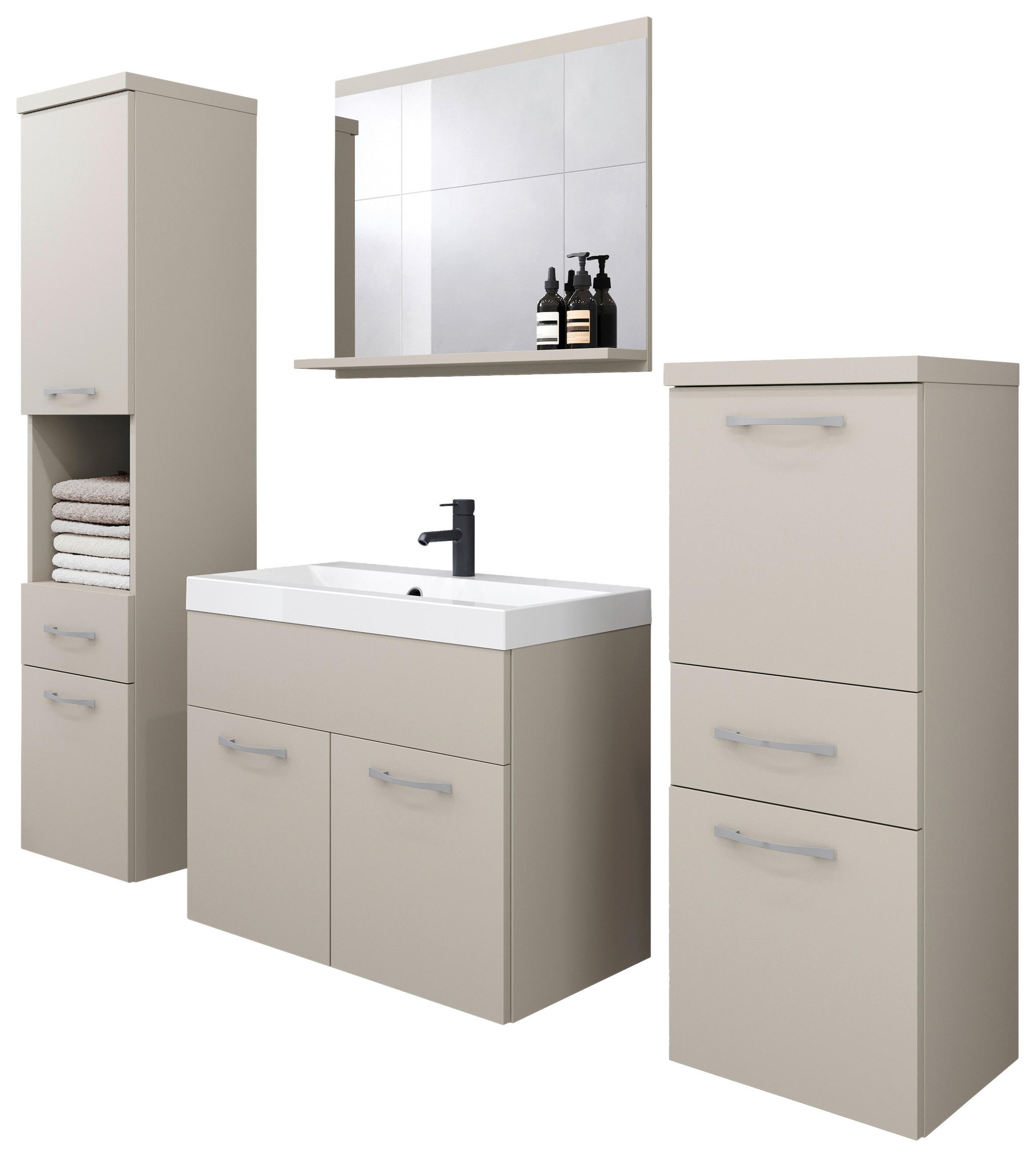 BADEZIMMER 5-teilig  in  - Kaschmir/Beige, LIFESTYLE, Keramik/Holzwerkstoff (120/132,8/30,2cm) - P & B