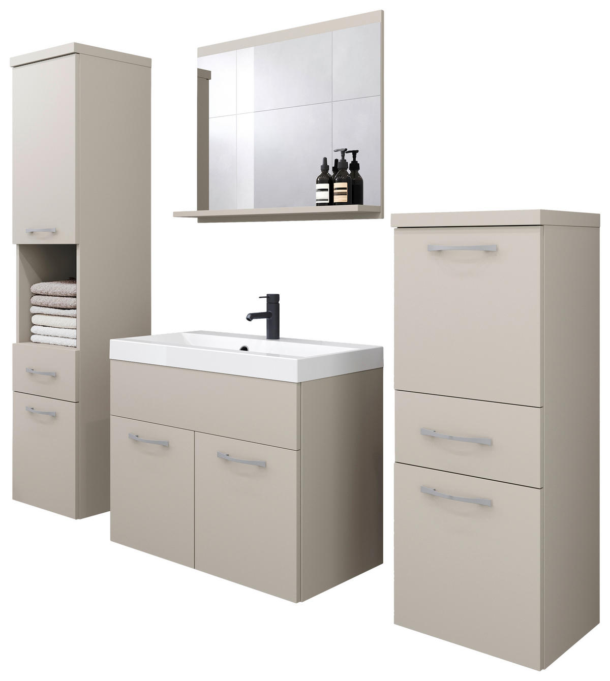 BADEZIMMER 5-teilig  in  - Kaschmir/Beige, LIFESTYLE, Keramik/Holzwerkstoff (120/132,8/30,2cm) - P & B