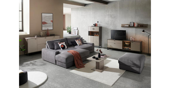 ECKSOFA Dunkelgrau Cord - Dunkelgrau/Schwarz, MODERN, Kunststoff/Textil (180/300cm) - Carryhome