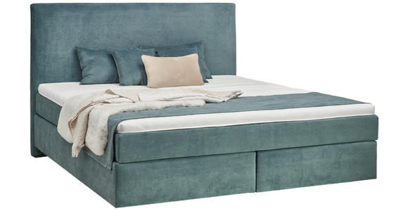 BOXSPRINGBETT 180/200 cm  in Azurblau  - Azurblau/Schwarz, Design, Kunststoff/Textil (180/200cm) - Hom`in
