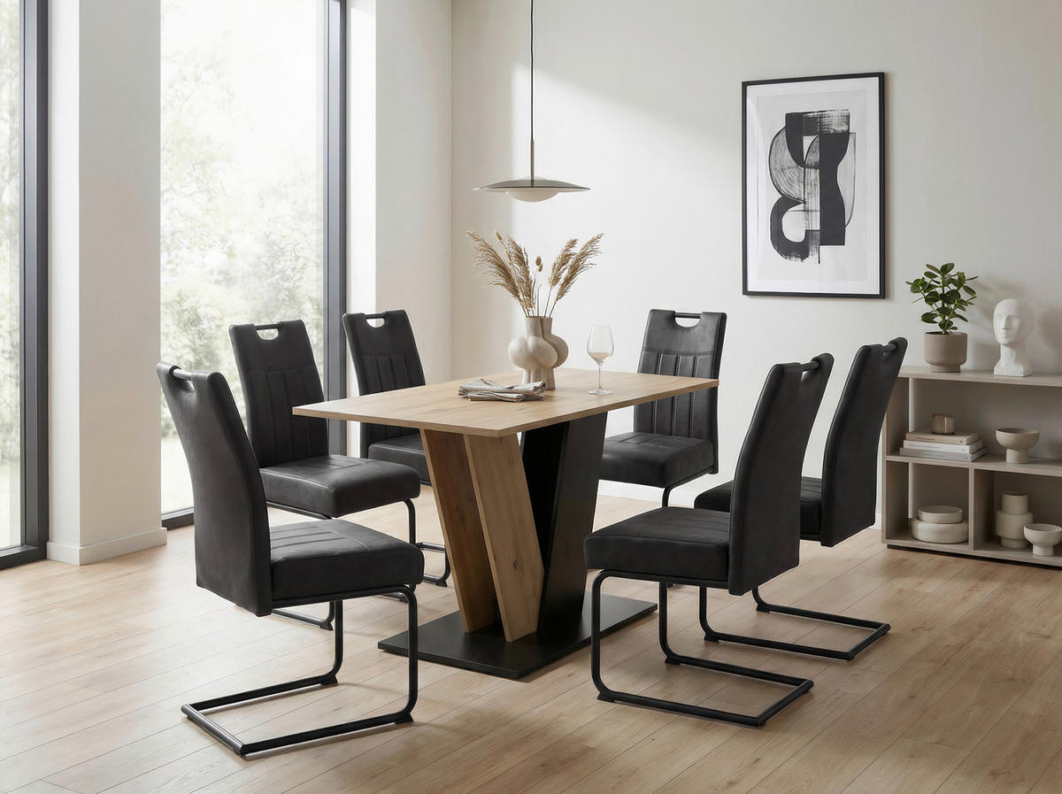 ESSTISCH 110/76/68 cm Nachbildung  Holzwerkstoff Variantenauswahl rechteckig Schwarz, Eiche Artisan  - Schwarz/Eiche Artisan, MODERN, Holzwerkstoff (110/76/68cm) - P & B