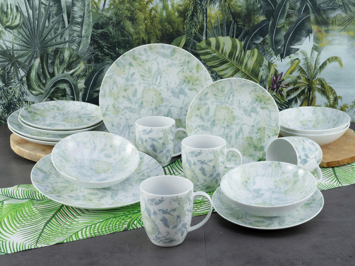 KOMBISERVICE HOME TROPICAL 16-teilig  - Grün, Basics, Keramik - Creatable