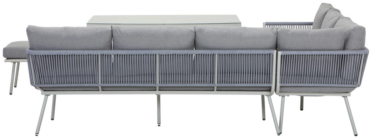 DINING-LOUNGESET 5-teilig  - Schwarz/Grau, MODERN, Glas/Kunststoff (190/65/252cm) - Ambia Garden