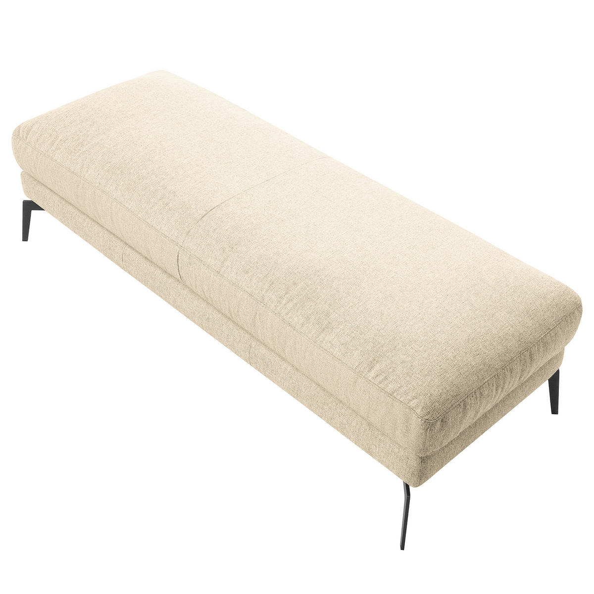 HOCKER BERLIN Webstoff Creme  - Creme/Schwarz, Design, Textil/Metall (163/46/62cm) - Livetastic