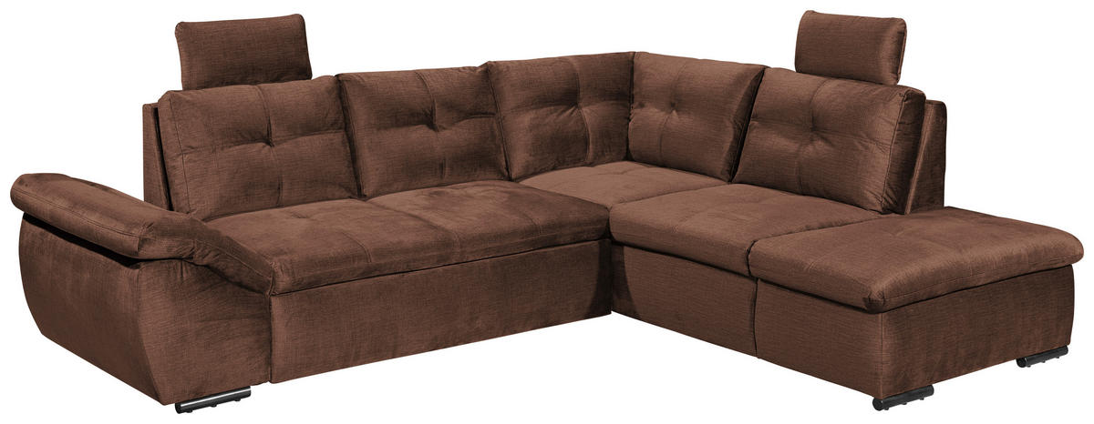 ECKSOFA in Mikrovelours Kupferfarben  - Schwarz/Kupferfarben, Konventionell, Kunststoff/Textil (265/217cm) - Carryhome