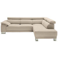 ECKSOFA in Mikrofaser Taupe  270/205 cm  - Taupe/Chromfarben, Design, Holz/Textil (270/205cm) - Pure Home Lifestyle