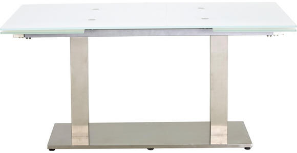 ESSTISCH in Edelstahlfarben, Weiß - Edelstahlfarben/Weiß, Design, Glas/Metall (160(250)/90/76cm) - Dieter Knoll