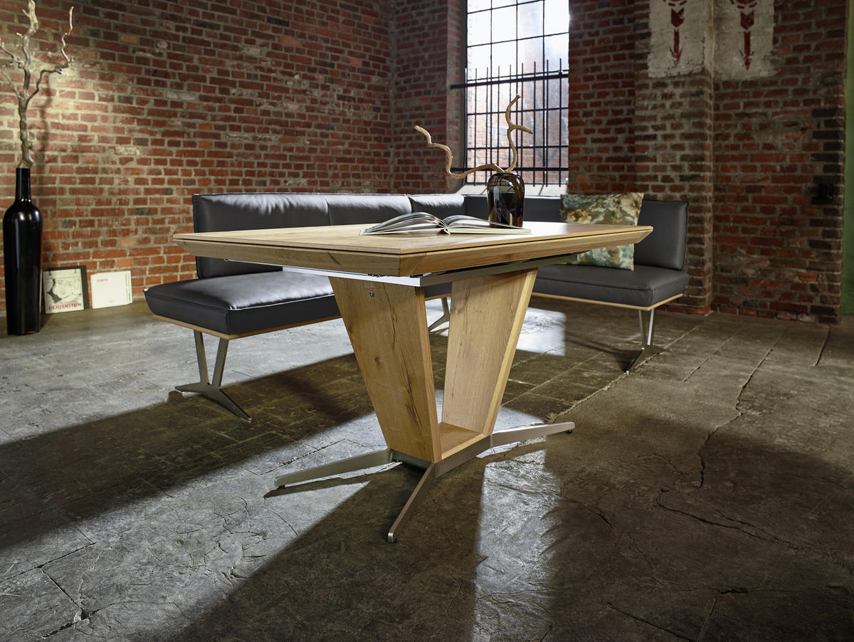 JEDÁLENSKÝ STÔL, divoký dub, prírodná farba, farba duba, niklová, 140/90/76 cm - prírodná farba/farba duba, Design, kov/drevo (140/90/76cm) - Ambiente