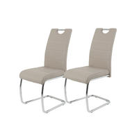 SCHWINGSTUHL-SET 2 Stück  in Stahl Lederlook  - Chromfarben/Hellbraun, MODERN, Textil/Metall (43/98/59cm) - MID.YOU