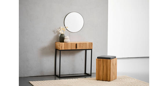 KONSOLENTISCH in Holz, Metall 80/38/80 cm    - Eichefarben/Schwarz, Natur, Holz/Metall (80/38/80cm) - Linea Natura