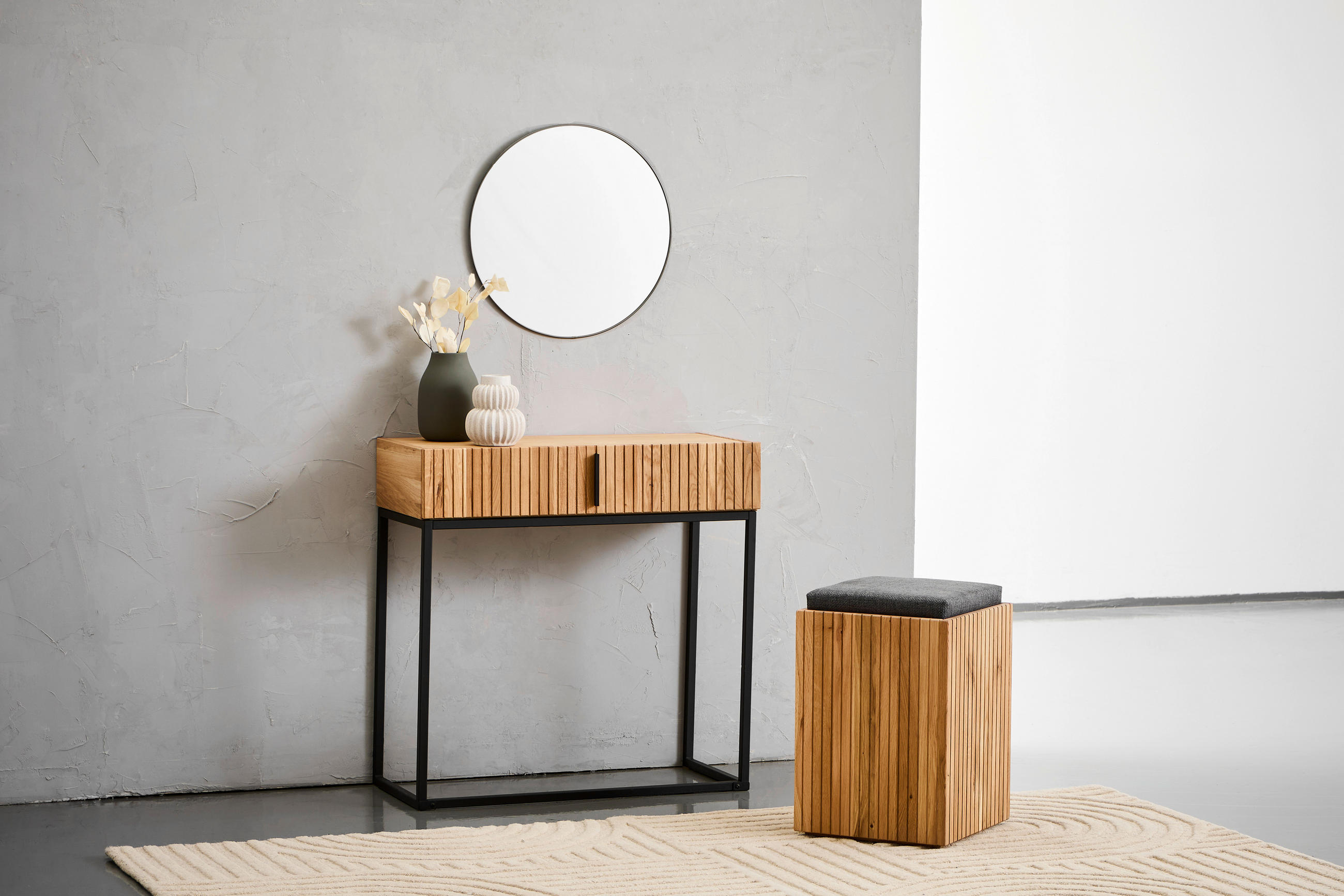 KONSOLBORD i trä, metall 80/38/80 cm    - svart/ekfärgad, Natur, metall/trä (80/38/80cm) - Linea Natura