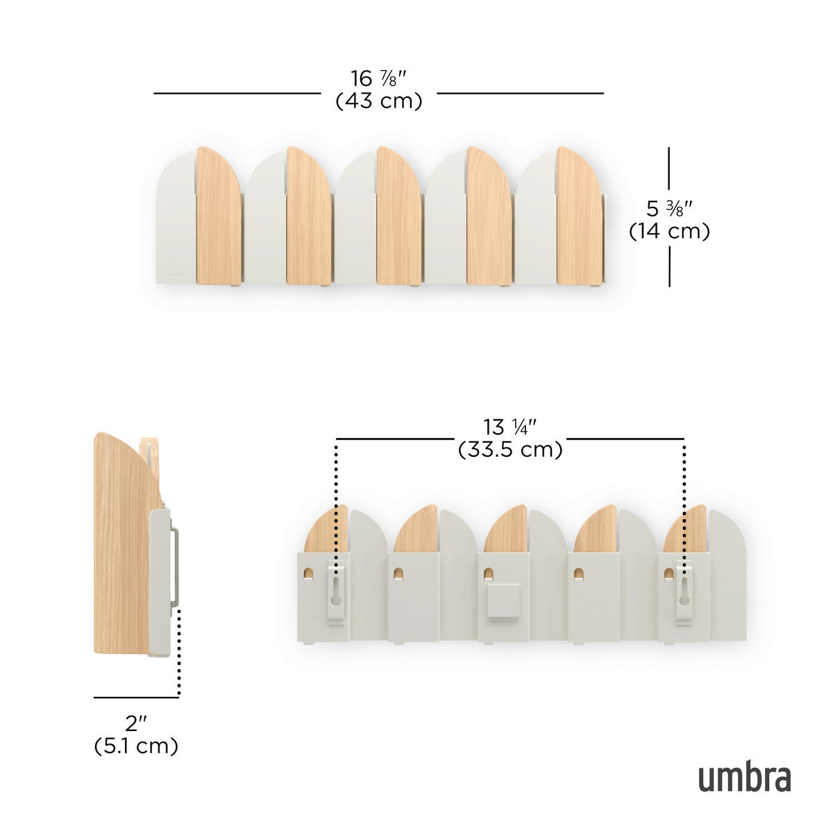 DRŽAČ ZA TAŠNE - prirodna boja/boja peska, Osnovno, drvo/metal (43/2/14cm) - Umbra