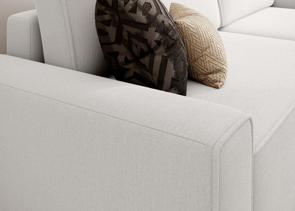 ECKSCHLAFSOFA CHALLANGE  mit Schlafen auf Sitzhöhe, Rücken echt, Armteil links, Armteil rechts Struktur Silberfarben  - Silberfarben/Schwarz, MODERN, Kunststoff/Textil (246/168cm) - Trendmanufaktur