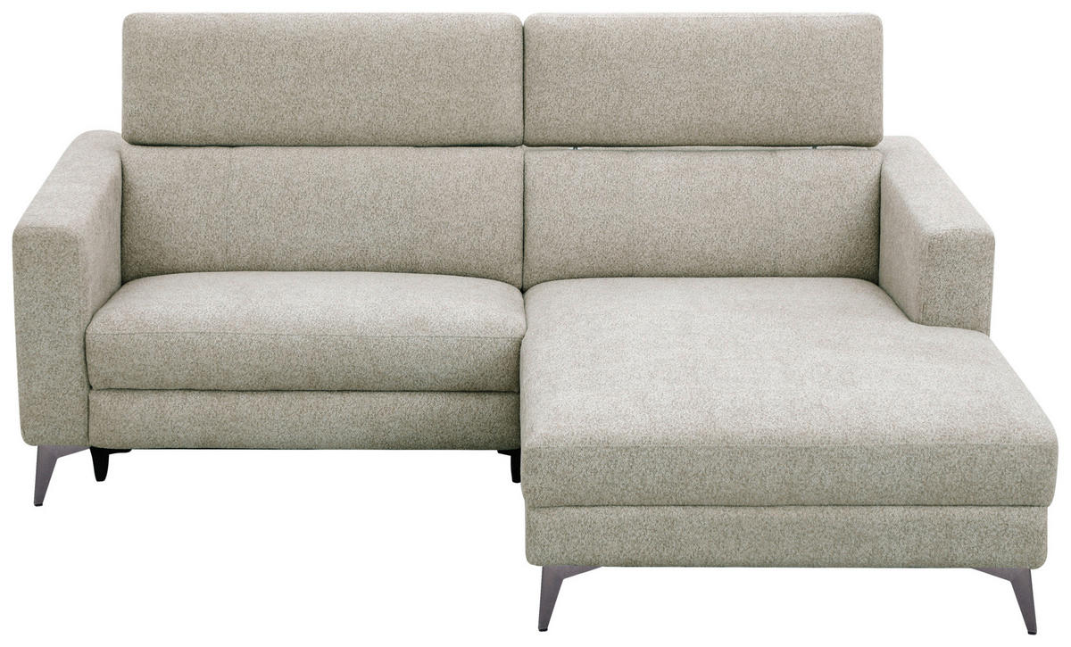 ECKSOFA Beigebraun Chenille  - Chromfarben/Beigebraun, Design, Textil/Metall (218/173cm) - Carryhome